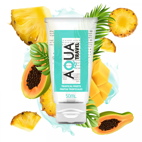AQUA TRAVEL - LUBRICANTE BASE AGUA SABOR FRUTAS TROPICALES - 50 ML