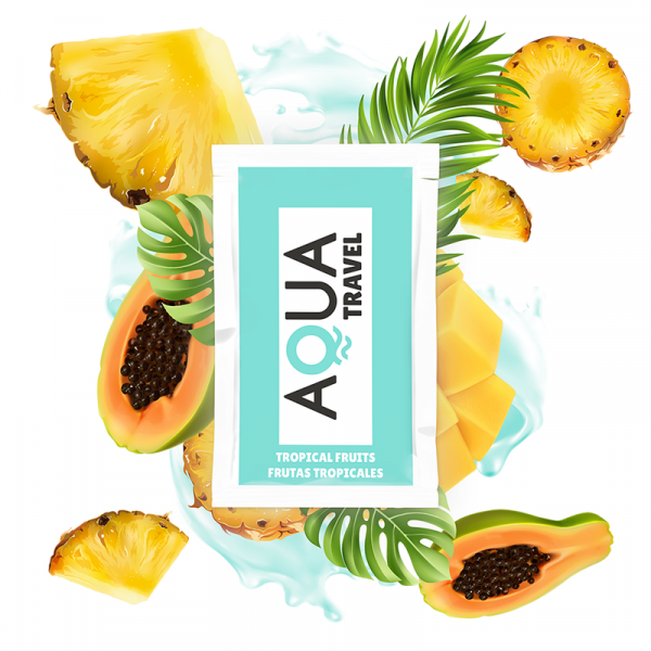 AQUA TRAVEL - LUBRICANTE BASE AGUA SABOR FRUTAS TROPICALES 6 ML - Imagen 2